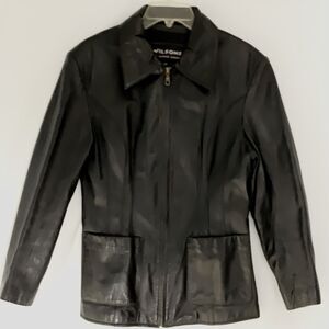 Wilsons Leather Jacket Womens Medium Black Blazer Lined Pockets Full  Zip